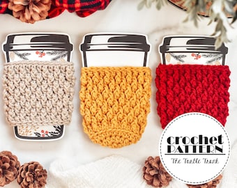 Country Cottage Cozy crochet pattern - Crochet Coffee Cup Cozy Pattern - Crochet Coffee Sleeve Pattern - pdf digital download