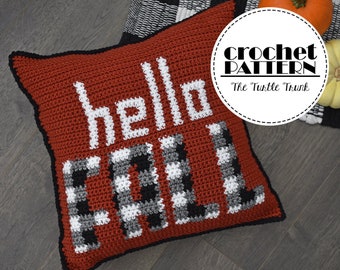 Hello Fall Crochet Pillow Pattern - Crochet Home Decor - Crochet Throw Pillow Cover - PDF Digital Download