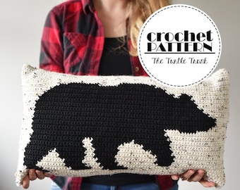 A Beary Comfy Pillow Crochet Pattern - Crochet Bear Pillow Pattern - PDF Digital Download