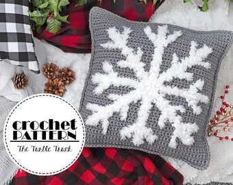 Snuggly Snowflake Pillow Crochet Pattern - Snowflake Crochet Pillow Pattern - PDF Digital Download