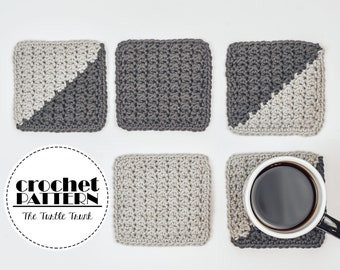 Farmhouse Coaster Crochet Pattern - Easy Crochet Coaster Pattern - pdf digital download