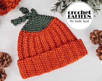 Pumpkin Beanie Crochet Pattern - Easy Crochet Pumpkin Beanie Pattern - PDF Digital Download