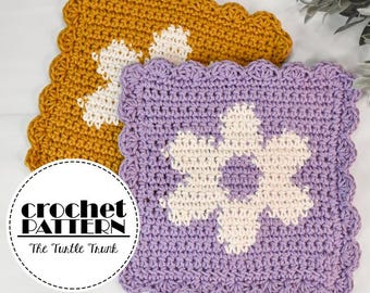 Flower Dishcloth Crochet Pattern - PDF Digital Download