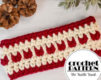 Chunky Heart Ear Warmer Crochet Pattern - Easy Crochet Valentine's Day Headband - PDF Digital Download
