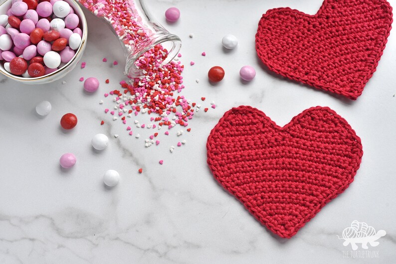 Crochet Heart Coaster Pattern Heart Shaped Coaster Crochet Pattern Valentine's Day Crochet Pattern image 2