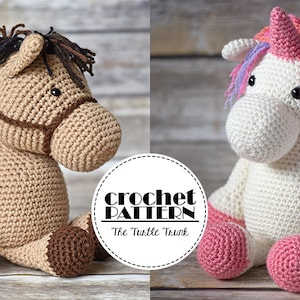 Unicorn and Horse Crochet Pattern, Crochet Horse and Crochet Unicorn Pattern, Unicorn Doll Pattern, Horse Doll Pattern, PDF Digital Download