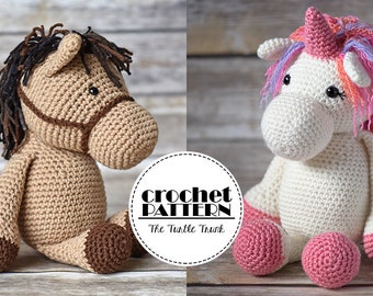 Unicorn and Horse Crochet Pattern, Crochet Horse and Crochet Unicorn Pattern, Unicorn Doll Pattern, Horse Doll Pattern, PDF Digital Download