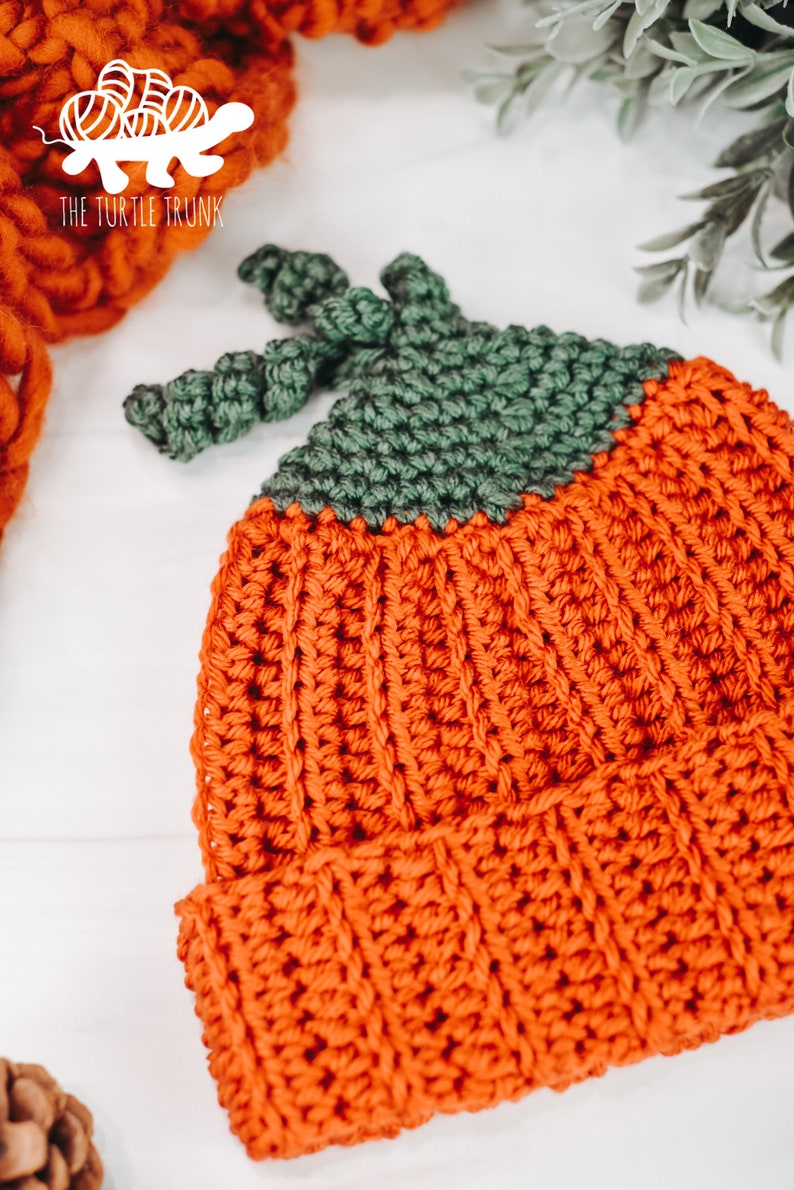 Pumpkin Beanie Crochet Pattern Easy Crochet Pumpkin Beanie Pattern PDF Digital Download image 7