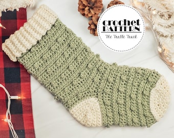 Picot Stocking Crochet Pattern - Crochet Christmas Stocking Pattern - PDF Digital Download