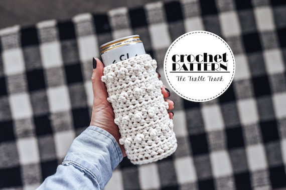 Picot Beverage Holder Crochet Pattern - Crochet Can Cozy Pattern - Crochet Coffee Cozy Pattern - 4 Sizes - Skinny Can Holder