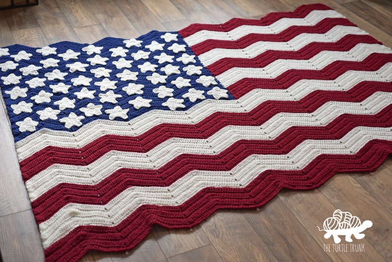 American Flag Blanket Crochet Pattern USA Flag Blanket Etsy