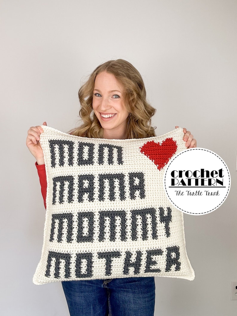 Mother's Day Pillow Crochet Pattern PDF Digital Download image 1