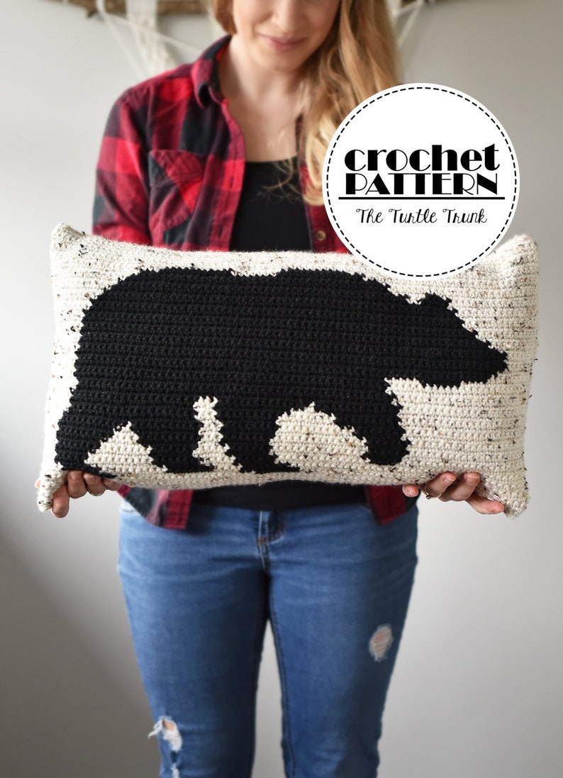 A Beary Comfy Pillow Crochet Pattern Crochet Bear Pillow Pattern PDF Digital Download image 1