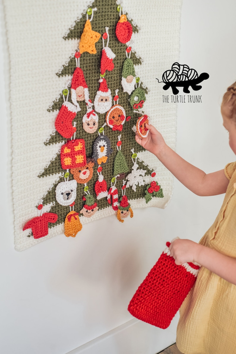 Crochet Advent Calendar Pattern Bundle - Tree Wall Hanging, Pouch, and ...