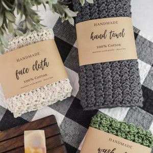 Handmade Bath Set Wrap Labels Face Cloth Label, Wash Cloth Label, Hand Towel Label PDF Digital Download image 3