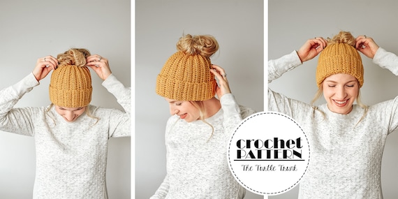Easy Breezy Bun Beanie Crochet Pattern 