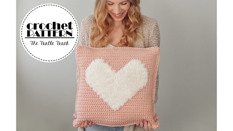 Bulky Love to Cuddle Pillow Crochet Pattern Crochet Heart Pillow Valentine's Day Crochet image 1