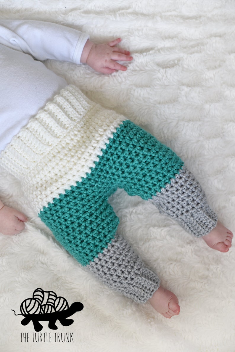 Color Block Baby Bottoms crochet pattern, Crochet Baby Pants pattern, PDF Digital Download image 3