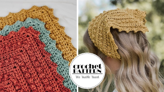Picot Bandana Crochet Pattern - Easy Crochet Bandana Pattern - PDF Digital Download