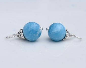 Pendant Qty: 2 Interchangeable Gemstone Dangles AAA Blue Lace Agate and Turquoise Charm Set Sterling Silver Blue Hoop Earring Charms