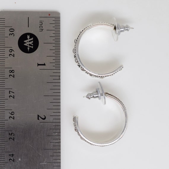 Vintage Mexican Half Hoop Earrings, Sterling Silv… - image 7