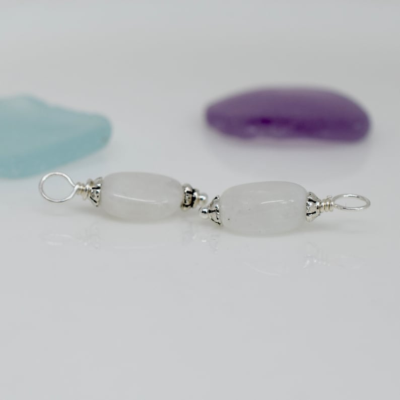 Earring Dangles Sterling Silver Birthstone Charms Necklace Charms June Birthstone Rainbow Moonstone Charm Set White Gemstone Charm Set