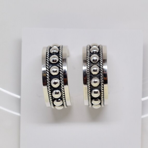 Vintage Mexican Half Hoop Earrings, Sterling Silv… - image 4