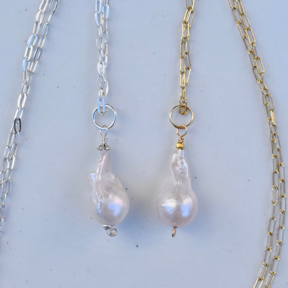 One Baroque Pearl Pendant Sterling Silver Or Gold Fill Large - Baroque Pearl Pendant Earring One Baroque Pearl Pendant Sterling Silver Or Gold Fill Large - Baroque Pearl Pendant Earring