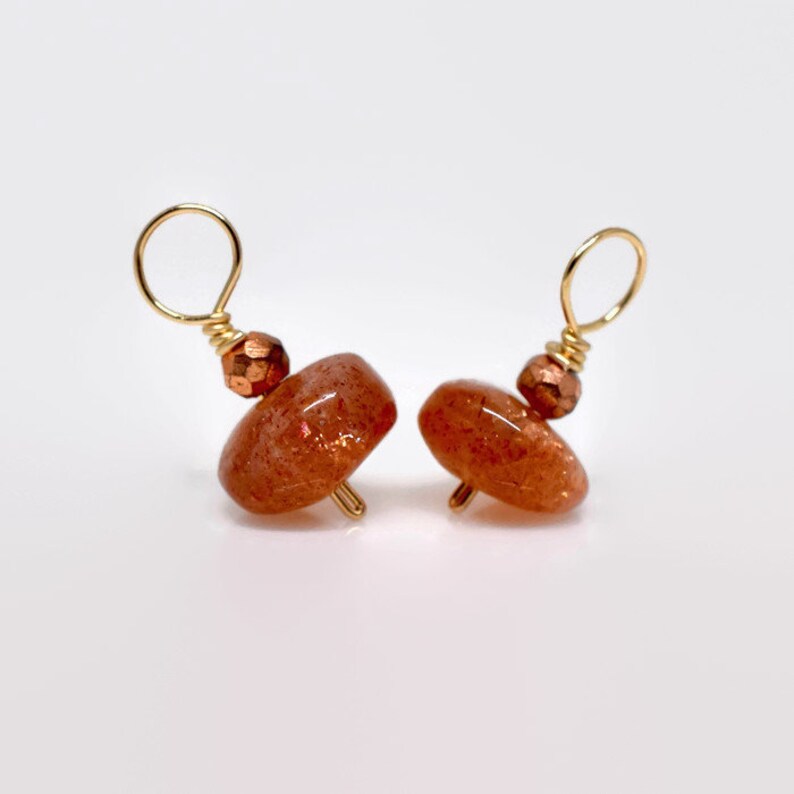 Pair of Sunstone Gemstone Charms in Sterling Silver or Gold Fill Hoop Earring Charms Qty: 2 Earring Dangles for Jewelry Making