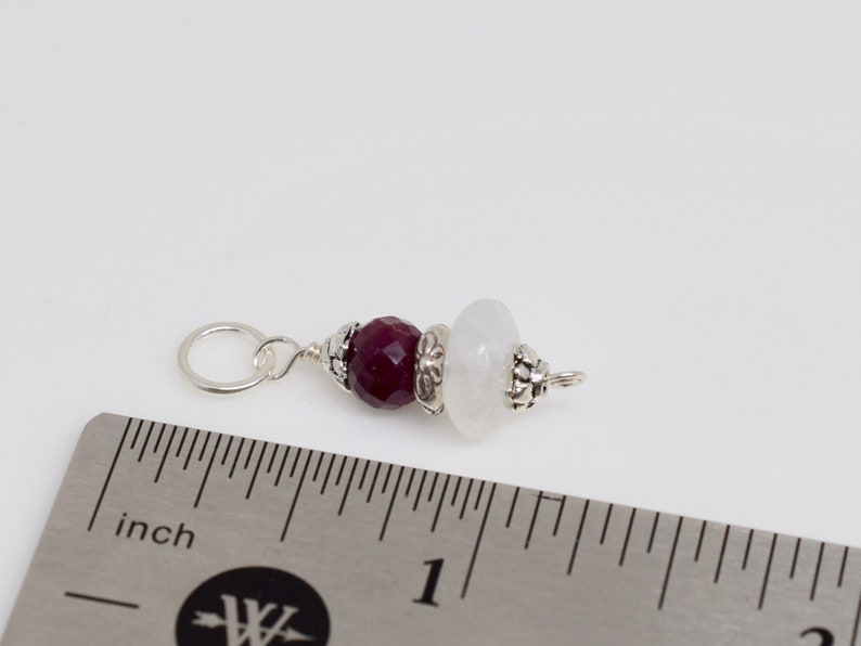 Rainbow Moonstone and Ruby Gemstone Pendant Red and White Sterling Silver Pendant MahiDesigns1 June July Birthstone Necklace Pendant
