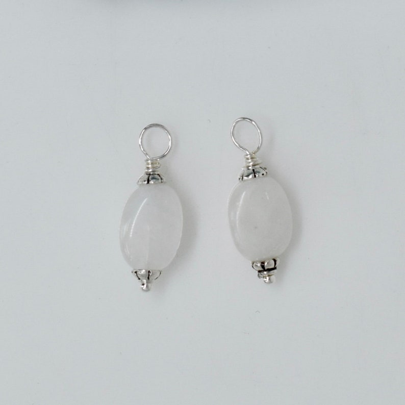 Earring Dangles Sterling Silver Birthstone Charms Necklace Charms June Birthstone Rainbow Moonstone Charm Set White Gemstone Charm Set