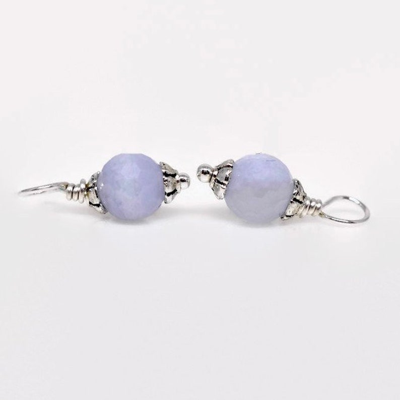 Pendant Qty: 2 Interchangeable Gemstone Dangles AAA Blue Lace Agate and Turquoise Charm Set Sterling Silver Blue Hoop Earring Charms