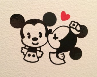 Mickey and Minnie Kissing Vinyl Wall Decal Disney wall decal sticker vinyl decal vinyl sticker wall art Disney wall art Disney decal