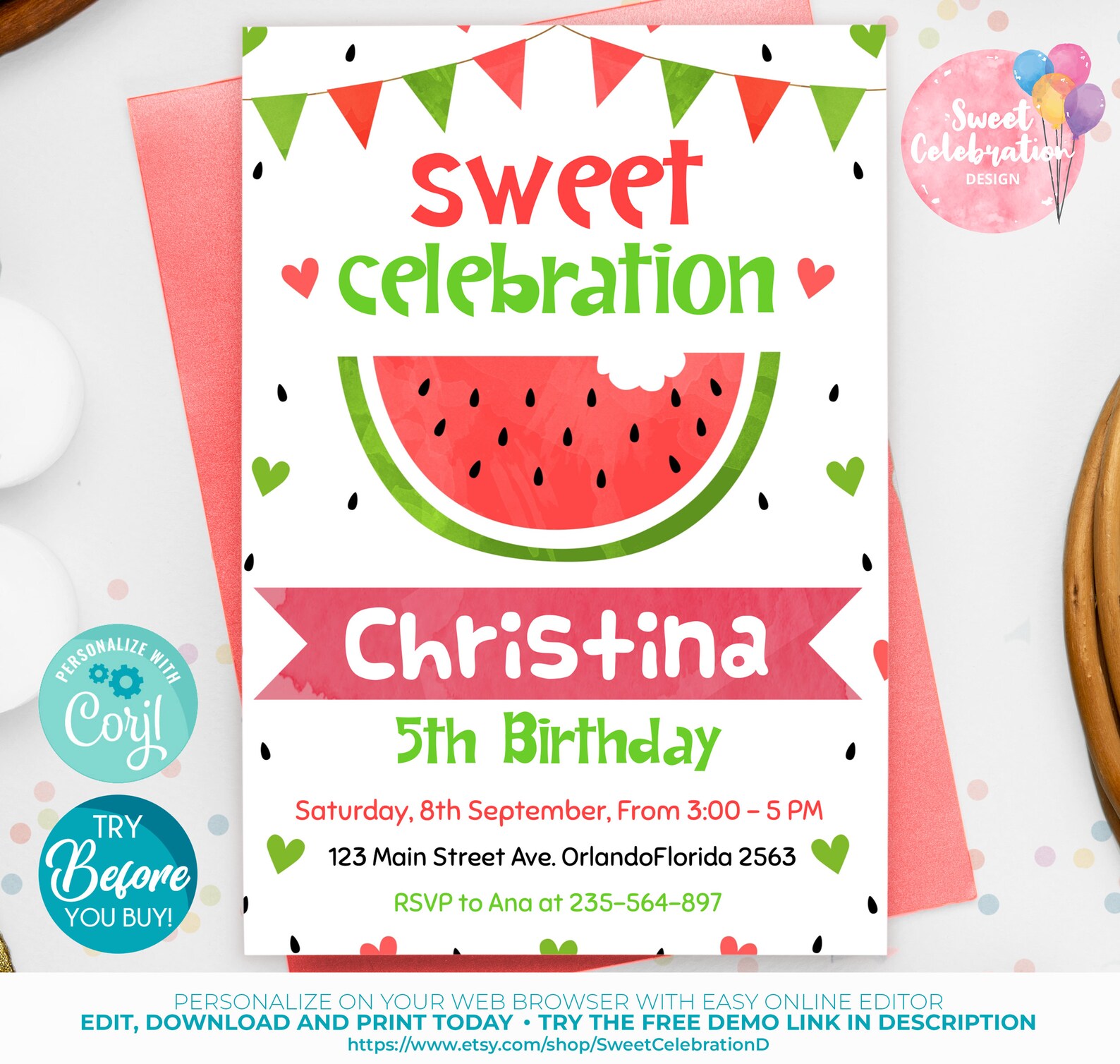 Watermelon candy Wrapper Candy Wrapper One in a Melon Etsy