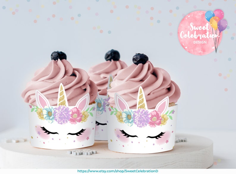 Unicorn Cupcake Wrapper Instant Download Etsy