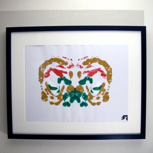 Tawny kikkerbek - Helderwetend, Rorschach Inkblots Spirit Animal acrylschilderij
