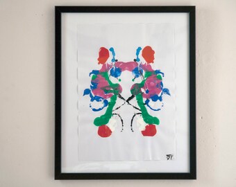 Axolotl-salamander - genezing, Rorschach Inkblots Spirit Animal acrylschilderij