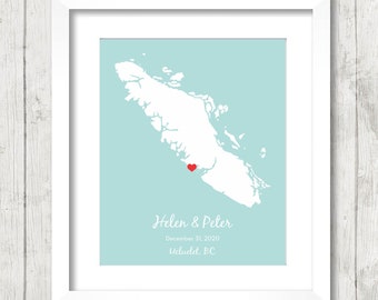 Vancouver Island Map - Ucluelet, British Columbia - Canada - Island Living - Explore Canada - Map Art - BC Art - Tofino - Victoria - Nanaimo