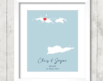 St. Thomas, U.S Virgin Islands - USVI Map - St. Croix - Charlotte Amalie - Destination/Beach Wedding - Newlyweds -  Honeymoon