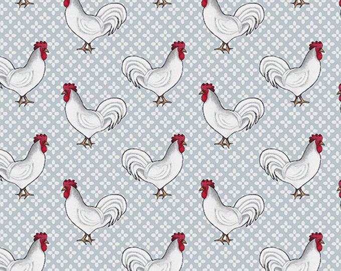 Benartex / 13247 13 / Spring Hill Farm Rooster / Gray / Fabric / Quilting /