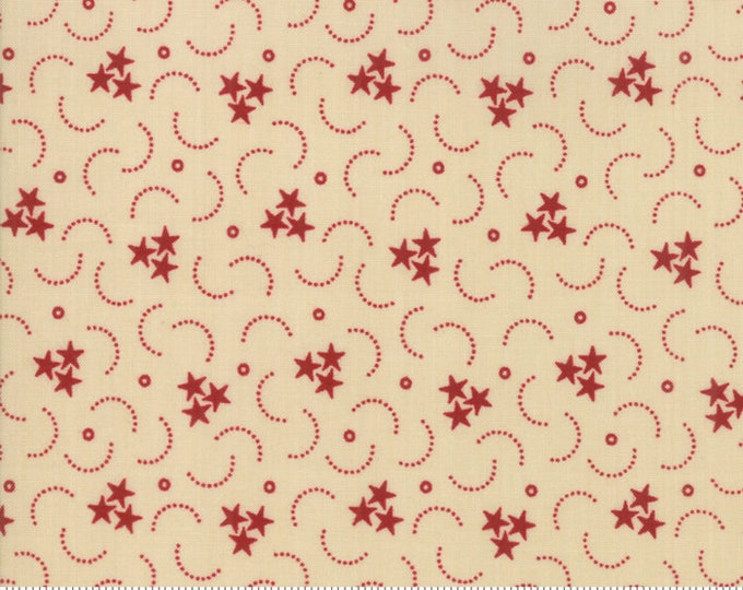 1261 13 / Fabric / Quilting Fabric / Moda / Star Stripe / Primitive Gatherings / Tan Red
