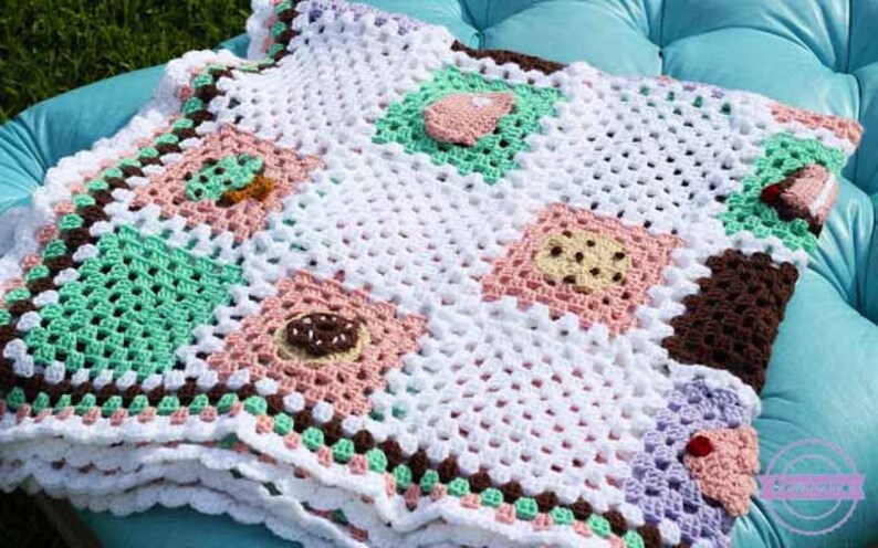 Crochet Tea Mug Granny Square PATTERN: Bake Shop Blanket | Etsy