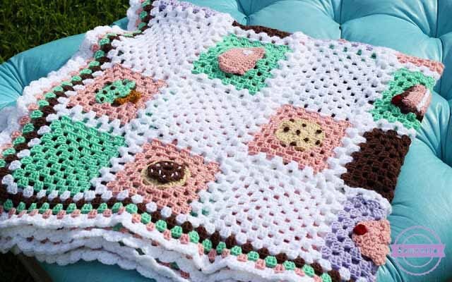 Crochet Ice Cream Cone Granny Square PATTERN: Bake Shop | Etsy