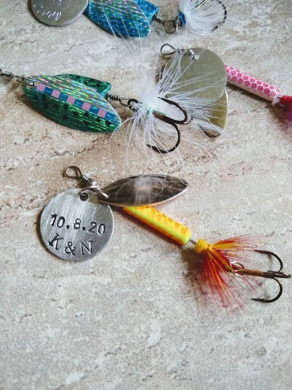 Personalized Fishing Lure With Wedding Date Fishing Bridal Party Favors  Customized Fishing Lures 