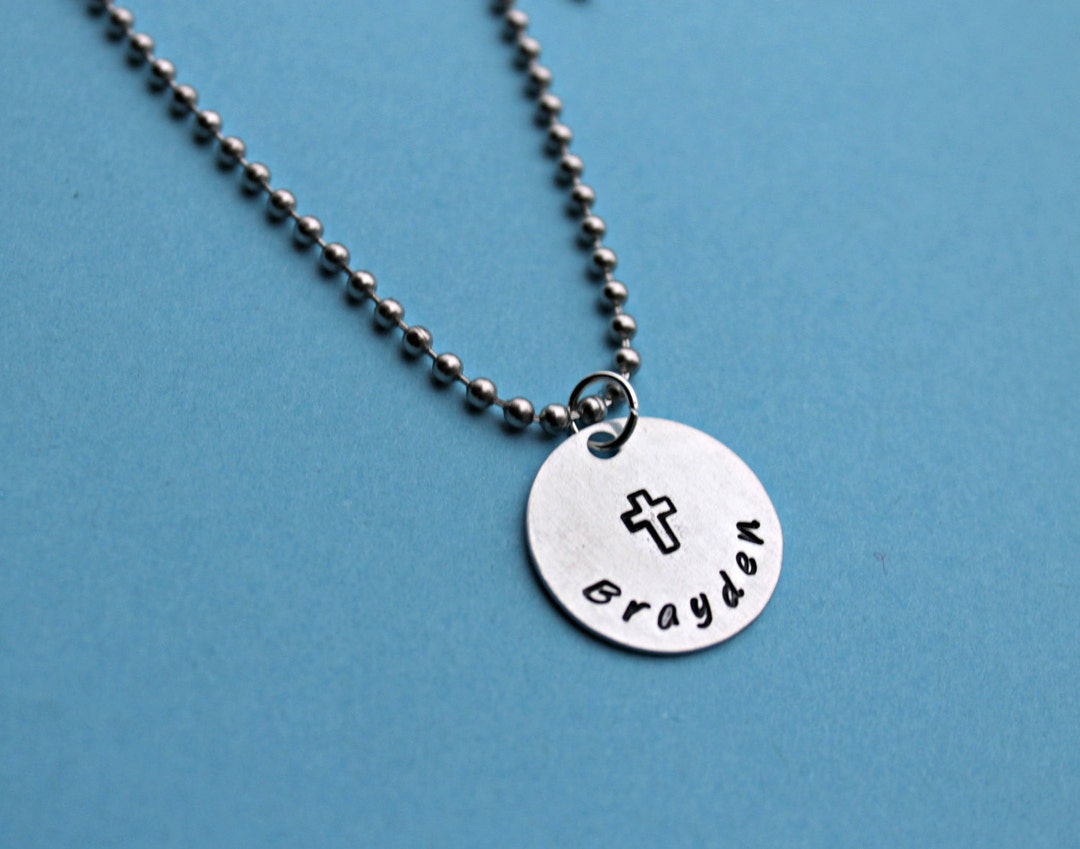 Personalized Boys Cross Necklace Custom Necklace for Boy for Etsy