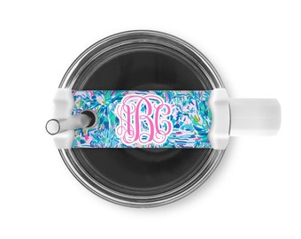 Monogram Stanley Topper, Personalized Stanley Cup Accessories, Stanley Straw Topper, Stanley Name Plate, Lilly Inspired Tumbler Name Plate