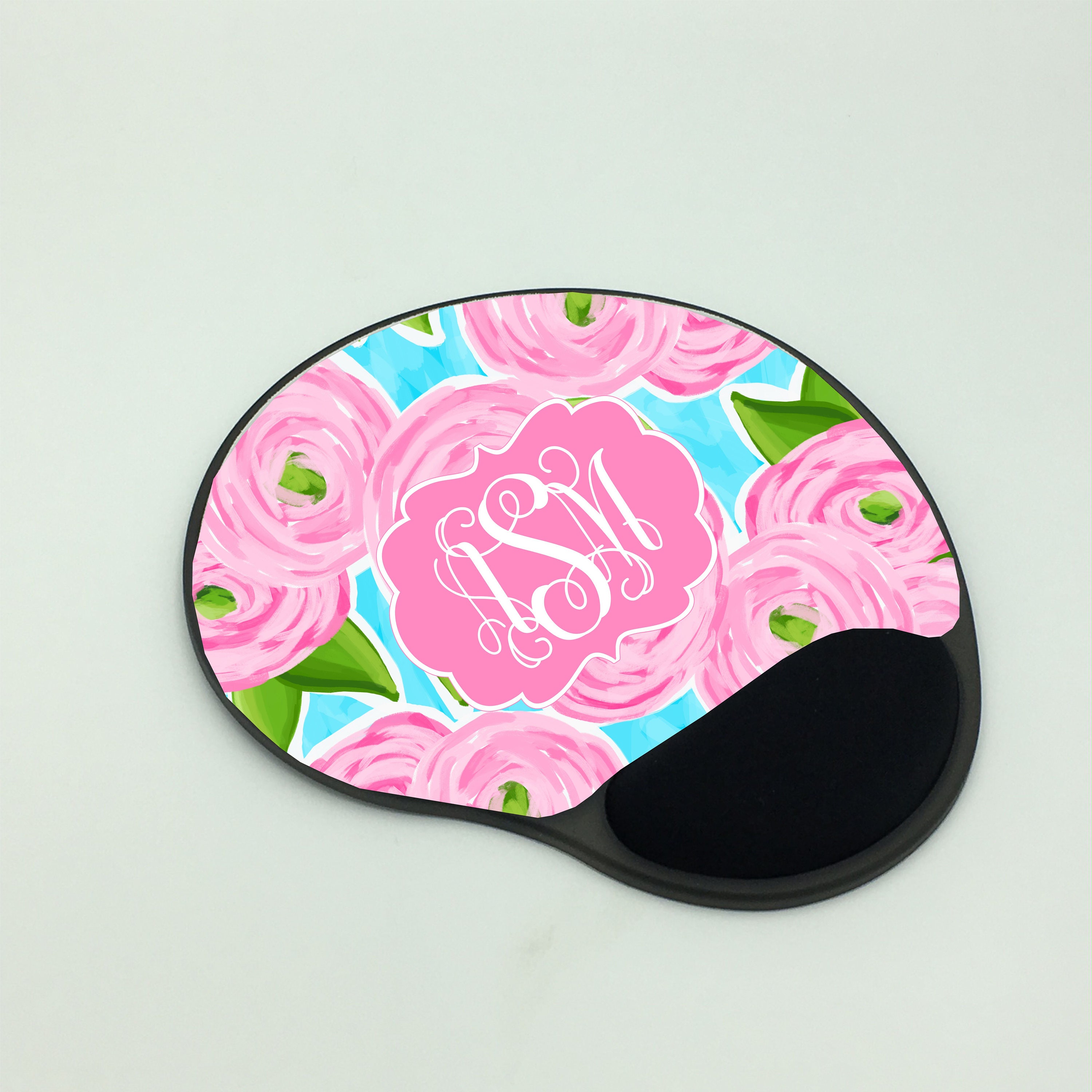 Personalized Gel Mouse Pad w With Wrist Rest Monogram Mouse Etsy