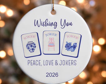 Mahjong-ornament, glanzend porseleinen aandenken | Feestelijke decoratie | Cadeauverpakking van 7,1 cm