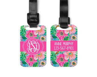 Monogram Luggage Tags, Lily Inspired Luggage Tag Personalized