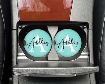 Monogram Car Coasters, Personalized Car Cup Holder Coasters
